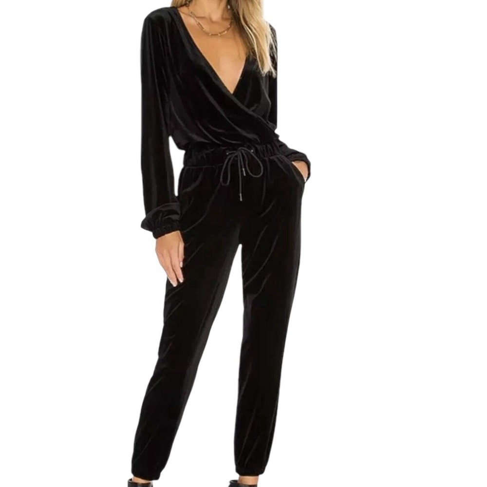 N:philanthropy Jumpsuit Women Small Black Velvet‎ Long Sleeve Cozycore Modern